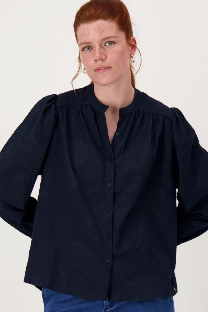 BALLON MOUW BLOUSE MET PAISLEY 0304-216 2018 NAVY